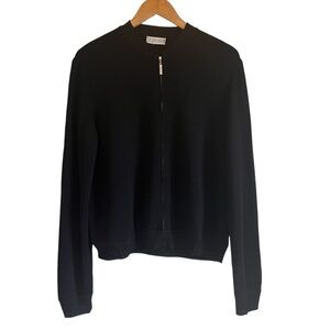 St. John Sport metallic viscose knit zip up black cardigan excellent condition